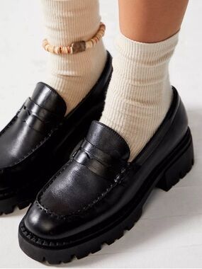 Free People Lyra Black Lug Sole Loafers